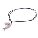 Ceramic pendant necklace, 'Floral Dolphin' - Ceramic Dolphin Necklace with Colorful Painted Floral Motifs