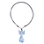 Ceramic pendant necklace, 'Blue Spring Cat' - Ceramic Cat Pendant Necklace with Blue Painted Floral Motifs