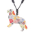 Ceramic pendant necklace, 'Floral Dog' - Ceramic Dog Pendant Necklace with Painted Floral Motifs