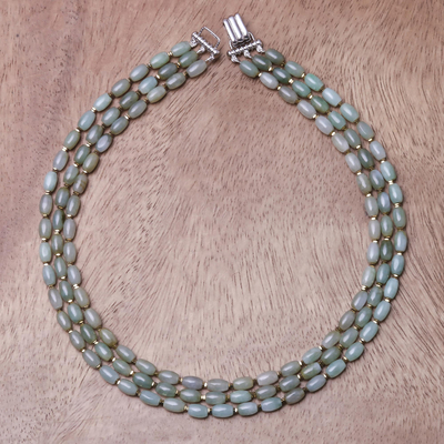 Jade-Perlenkette - Jade- und Hämatit-Perlenhalskette aus Thailand
