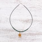 Quartz beaded pendant necklace, 'Sunset Coils' - Quartz Beaded Pendant Necklace from Thailand