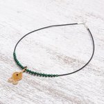 Quartz beaded pendant necklace, 'Sunset Coils' - Quartz Beaded Pendant Necklace from Thailand