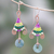 Gold accented multi-gemstone beaded dangle earrings, 'Bohemian Fascination' - Gold Accented Multi-Gemstone Dangle Earrings from Thailand (image 2) thumbail