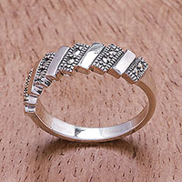 Sterling silver band ring, 'Perfect Rectangles'
