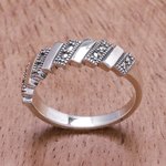 Sterling silver band ring, 'Perfect Rectangles' - Rectangle Motif Sterling Silver Band Ring from Thailand