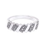 Sterling silver band ring, 'Perfect Rectangles' - Rectangle Motif Sterling Silver Band Ring from Thailand