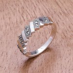 Sterling silver band ring, 'Perfect Rectangles' - Rectangle Motif Sterling Silver Band Ring from Thailand