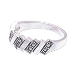 Sterling silver band ring, 'Perfect Rectangles' - Rectangle Motif Sterling Silver Band Ring from Thailand