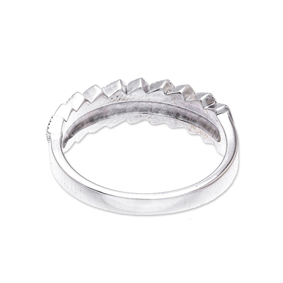 Bandring aus Sterlingsilber - Ring aus Sterlingsilber mit rechteckigem Motiv aus Thailand