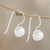Cultured pearl drop earrings, 'Beautiful Orbs' - Round Cultured Pearl Drop Earrings from Thailand (image 2) thumbail