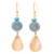 Jade dangle earrings, 'Golden Ancient' - Jade Dangle Earrings Crafted in Thailand (image 2a) thumbail