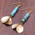 Brass and reconstituted turquoise dangle earrings, 'Sea Gold' - Brass and Reconstituted Turquoise Dangle Earrings