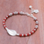 Carnelian beaded pendant bracelet, 'Fiery Hill Tribe' - Carnelian Beaded Pendant Necklace from Thailand (image 2b) thumbail