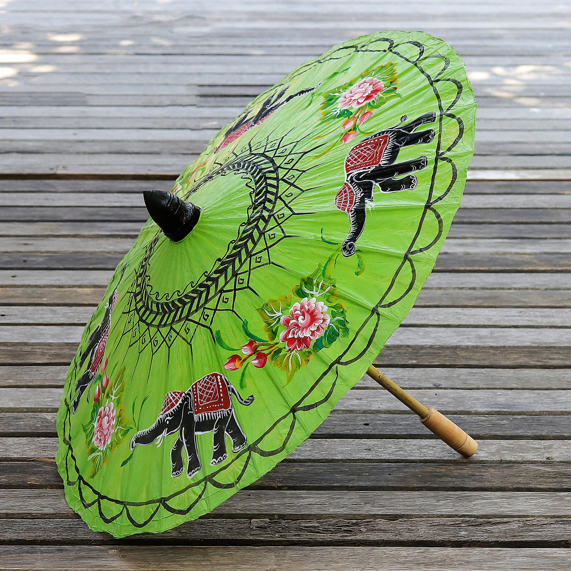 Motif Parasol in Lime from Thailand - Parade in Lime | NOVICA