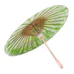 Paper parasol, 'Elephant Parade in Lime' - Elephant Motif Paper Parasol in Lime from Thailand