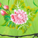 Paper parasol, 'Elephant Parade in Lime' - Elephant Motif Paper Parasol in Lime from Thailand