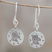 Silver dangle earrings, 'Karen Aries'