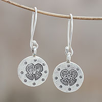 Silver dangle earrings, 'Karen Gemini' - Karen Silver Gemini Dangle Earrings from Thailand
