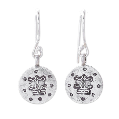 Silver dangle earrings, 'Karen Libra' - Karen Silver Libra Dangle Earrings from Thailand