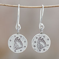 Silver dangle earrings, 'Karen Capricorn' - Karen Silver Capricorn Dangle Earrings from Thailand
