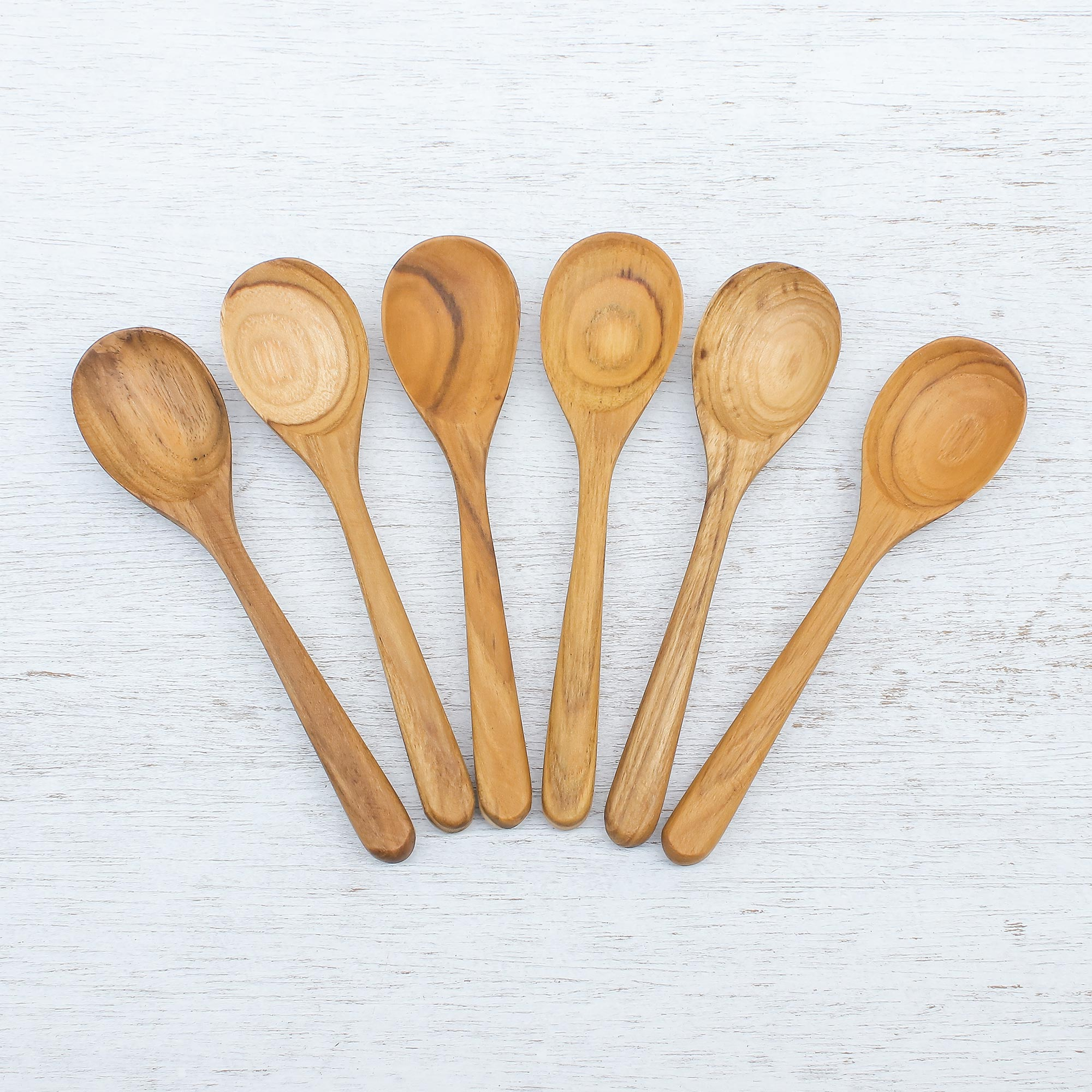 Handmade Teak Wood Dessert Spoons from Thailand (Set of 6) - Sweet ...