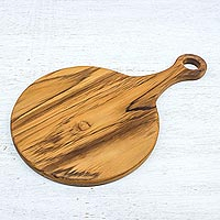 Teak wood cutting board, 'Cook with Passion'