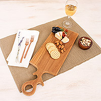 Teak wood cutting board, 'Great Meal'
