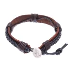 Leather wristband bracelet, 'Perfect Style in Black' - Braided Leather Wristband Bracelet in Black from Thailand