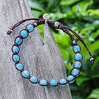 Featured review for Quartz beaded macrame bracelet, Om Belief