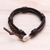 Leather wristband bracelet, 'Perfect Style in Dark Brown' - Leather Wristband Bracelet with Braided Accent in Brown (image 2b) thumbail