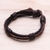 Leather wristband bracelet, 'Perfect Style in Dark Brown' - Leather Wristband Bracelet with Braided Accent in Brown (image 2c) thumbail