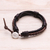 Leather wristband bracelet, 'Perfect Style in Dark Brown' - Leather Wristband Bracelet with Braided Accent in Brown (image 2d) thumbail