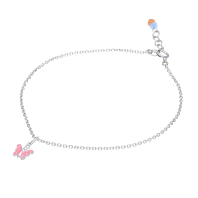 Sterling silver and quartz anklet, 'Butterfly Nature' - Sterling Silver and Quartz Butterfly Anklet from Thailand
