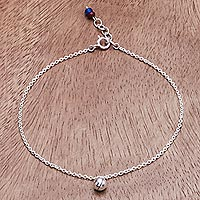 Ringing Bell Sterling Silver and Quartz Anklet from Thailand,'Nice Ring'