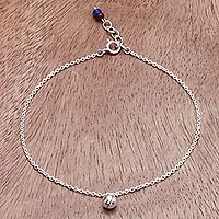 Sterling silver and quartz anklet, 'Nice Ring'