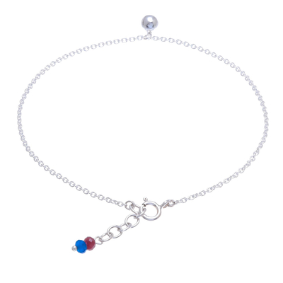 Sterling silver and quartz anklet, 'Nice Ring' - Ringing Bell Sterling Silver and Quartz Anklet from Thailand