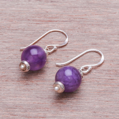 Amethyst dangle earrings, 'Violet Theme' - Amethyst Dangle Earrings from Thailand
