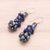 Lapis lazuli and cultured pearl earrings, 'Heaven's Gift' - Lapis Lazuli and Cultured Pearl Cluster Earrings (image 2b) thumbail
