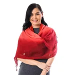 Cotton shawl, 'Beautiful Sunset' - Ombre Cotton Shawl in Red and Orange from Thailand