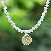 Jade beaded pendant necklace, 'Jade Charm'