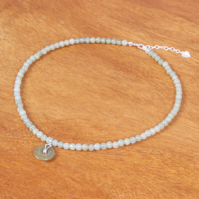 Jade beaded pendant necklace, 'Jade Charm' - Natural Jade Beaded Pendant Necklace from Thailand