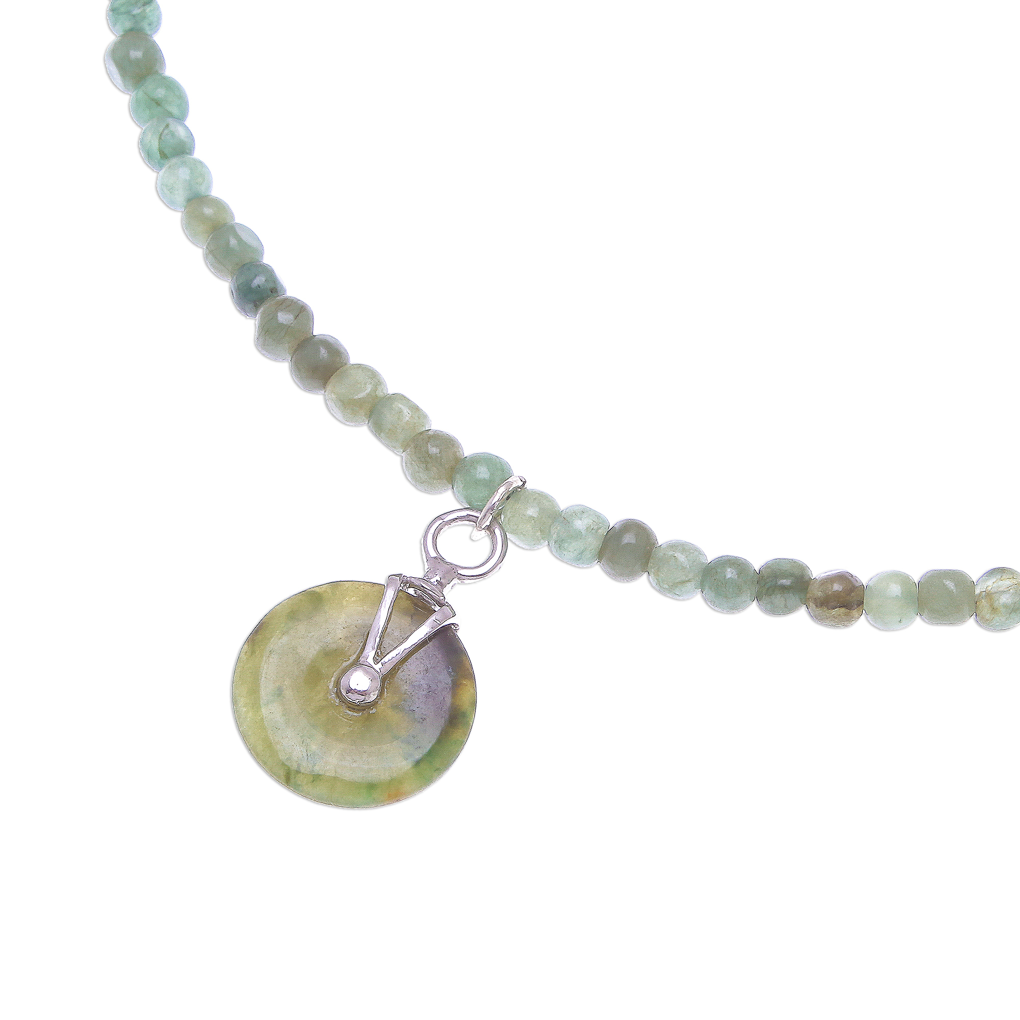 Natural Jade Beaded Pendant Necklace from Thailand - Jade Charm | NOVICA