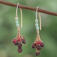 Multi-gemstone dangle earrings,