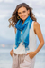 Cotton scarves, 'Delightful Breeze in Blue' (pair) - Cotton Wrap Scarves in Blue from Thailand (Pair) thumbail