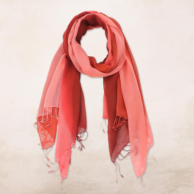 Pañuelos de algodón, (par) - Pañuelos Cruzados de Algodón Rojo Rosa y Naranja (Pareja)