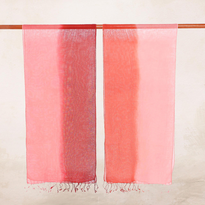 Pañuelos de algodón, (par) - Pañuelos Cruzados de Algodón Rojo Rosa y Naranja (Pareja)