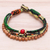Armband aus Holz- und Baumwollperlen - Perlenarmband aus Holz und Baumwolle in Grün