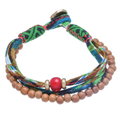Armband aus Holz- und Baumwollperlen - Perlenarmband aus Holz und Baumwolle aus Thailand