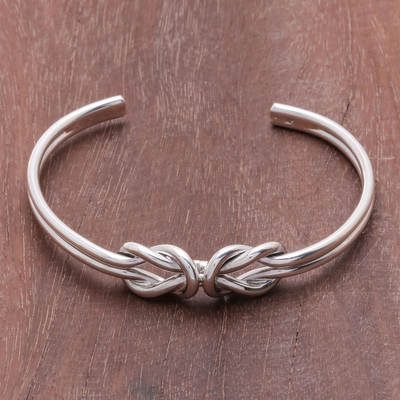Sterling silver cuff bracelet, Double Knot