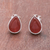 Carnelian stud earrings, 'Droplet Gleam' - Drop-Shaped Carnelian Stud Earrings from Thailand (image 2) thumbail